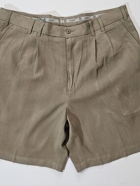 Luau 100% Silk Shorts Mens 38 Tan Old Money Minimalist Vacation Beach Resortwear